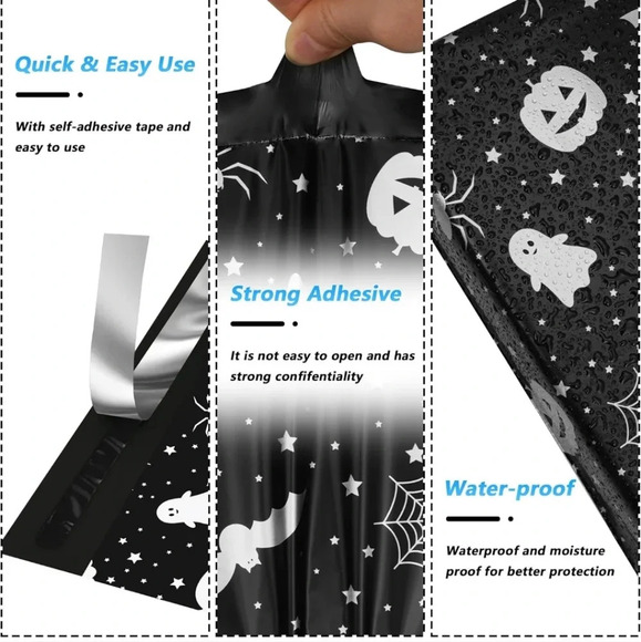 Halloween Poly Mailer 10x13 Inch 100 Pcs, Waterproof and Tear-Resistant Shipping - Picture 3 of 7